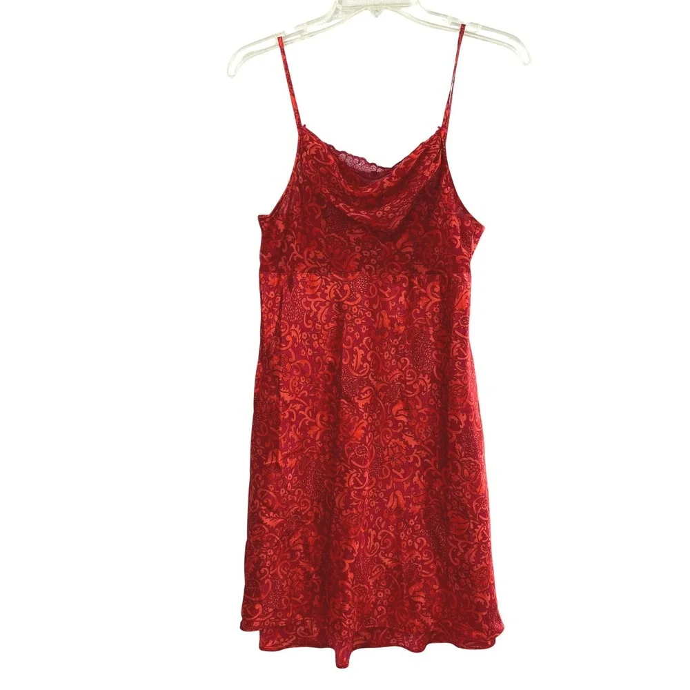 Delicates‎ Satin Robe and Chemise Nightgown Womens Small Red Lingerie Romantic